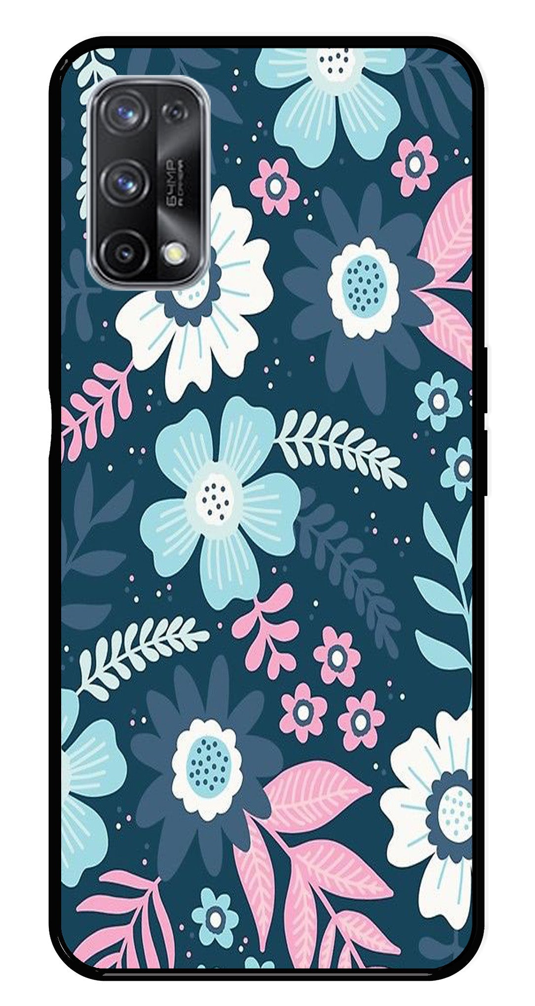 Flower Leaves Design Metal Mobile Case for Realme X7 Pro (Design No -50)