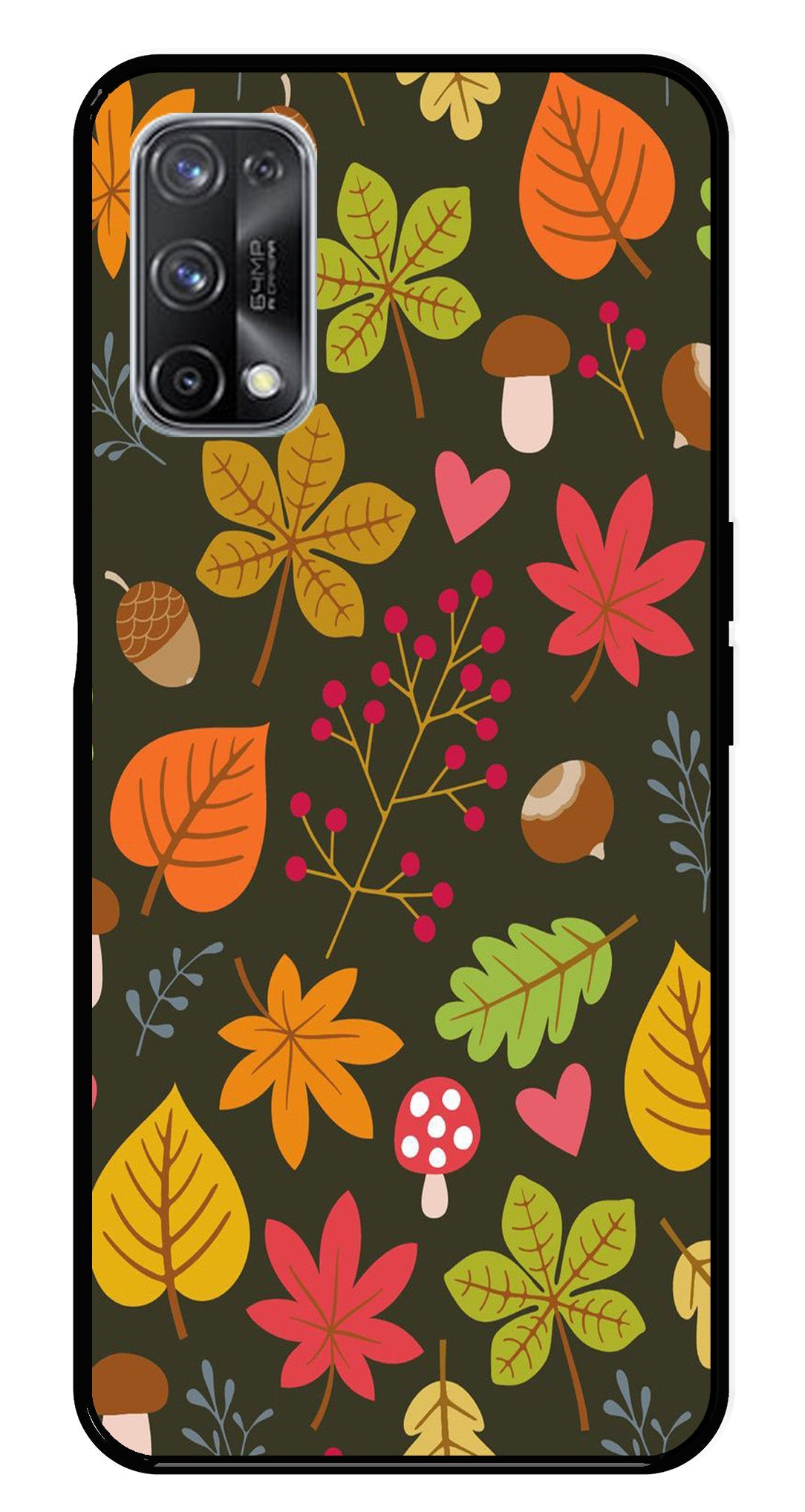 Leaves Design Metal Mobile Case for Realme X7 Pro (Design No -51)
