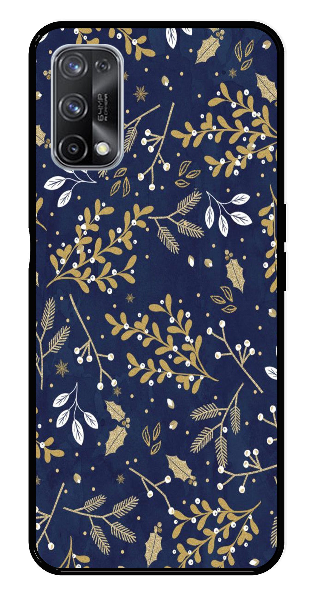Floral Pattern Metal Mobile Case for Realme X7 Pro (Design No -52)