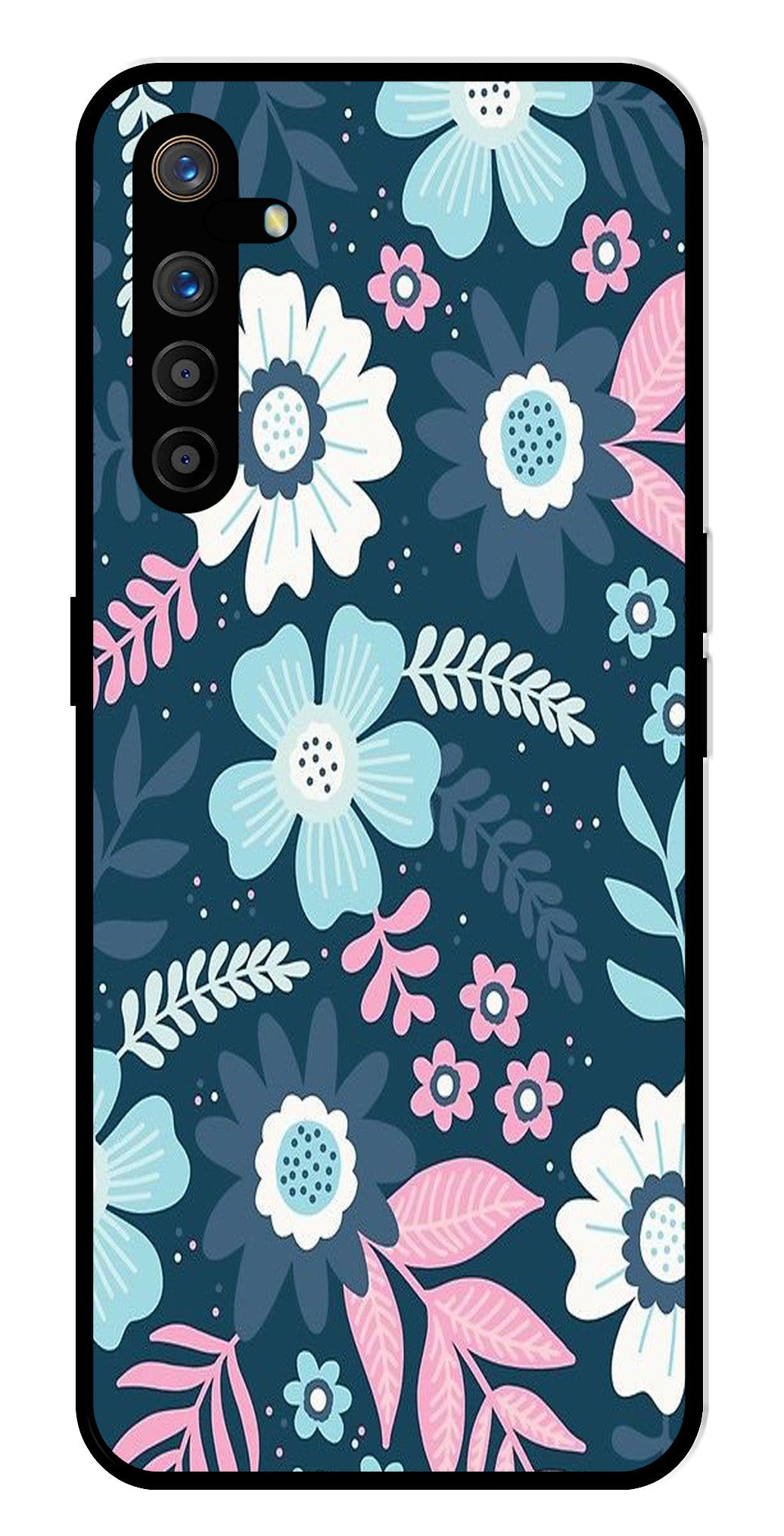 Flower Leaves Design Metal Mobile Case for Realme XT Flower Leaves Design Metal Mobile Case for Realme XT (Design No -50)