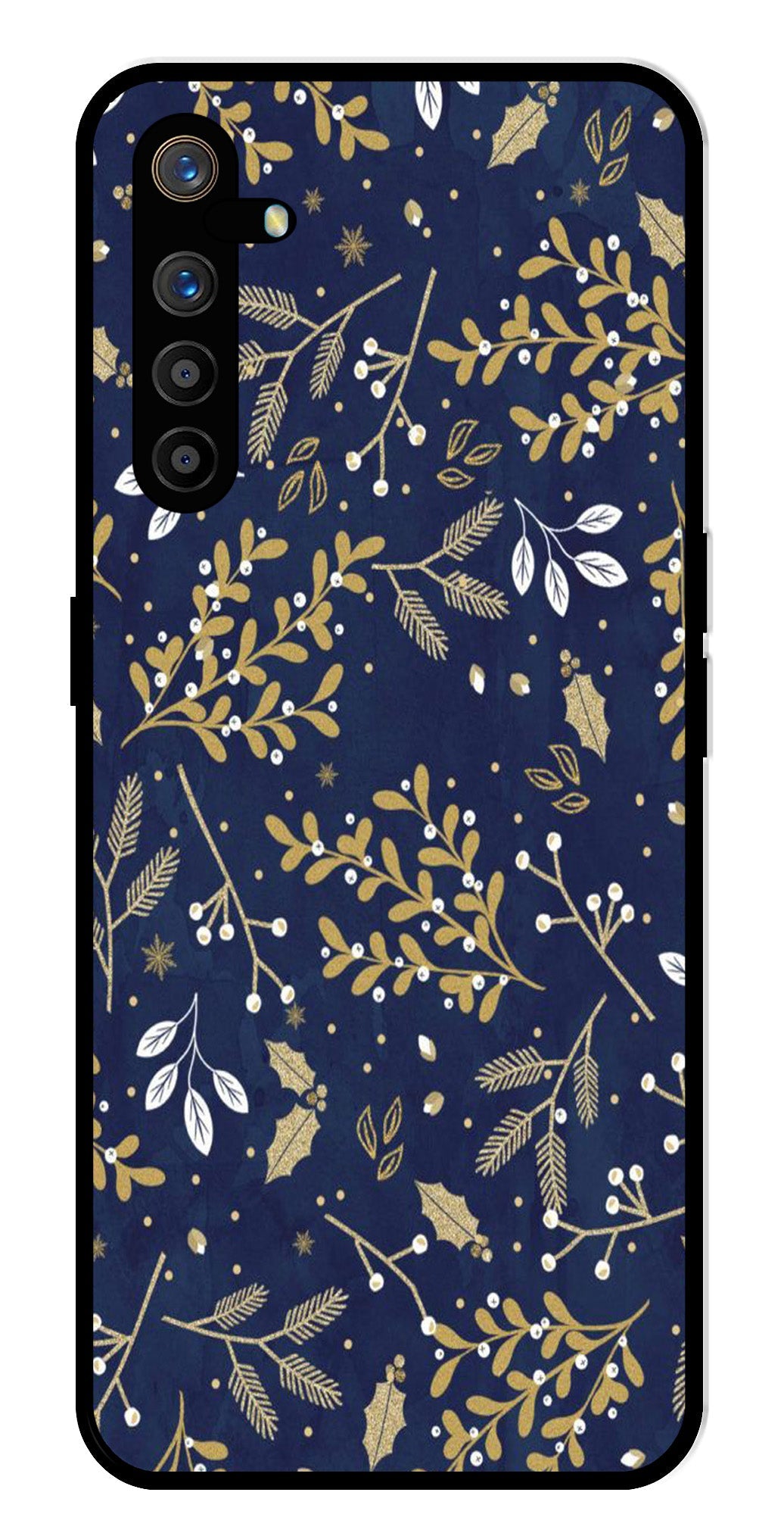 Floral Pattern Metal Mobile Case for Realme XT (Design No -52)