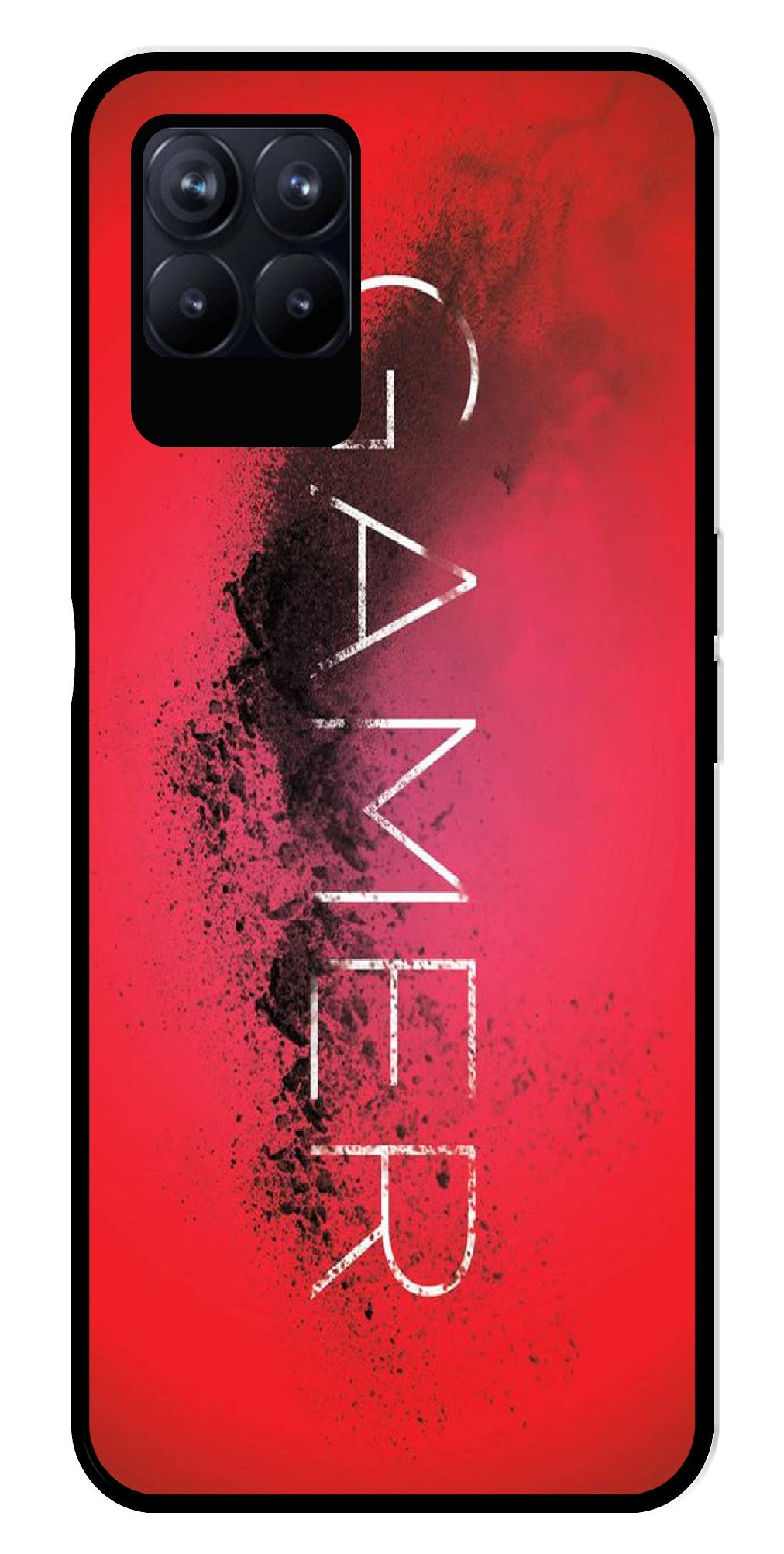 Gamer Pattern Metal Mobile Case for Realme 8i (Design No -41)