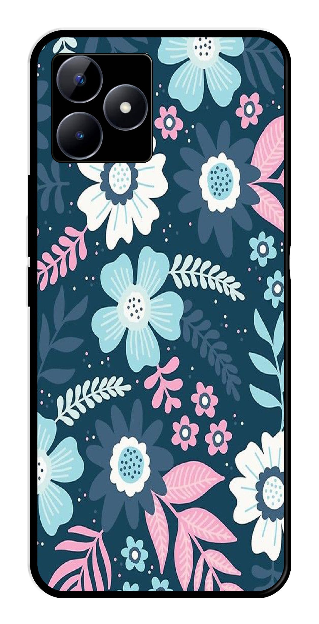 Flower Leaves Design Metal Mobile Case for Realme C53 Flower Leaves Design Metal Mobile Case for Realme C53 (Design No -50)
