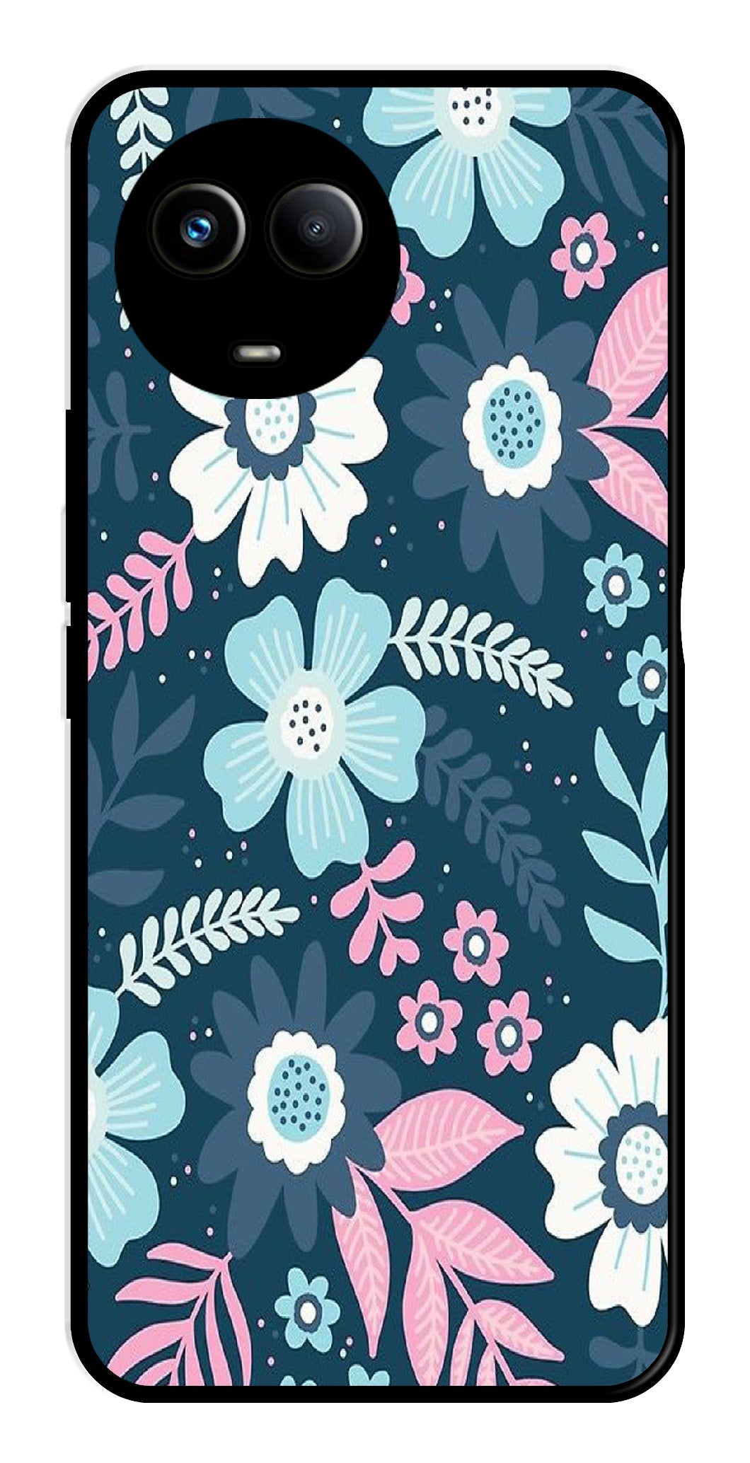 Flower Leaves Design Metal Mobile Case for Realme 11 5G (Design No -50)