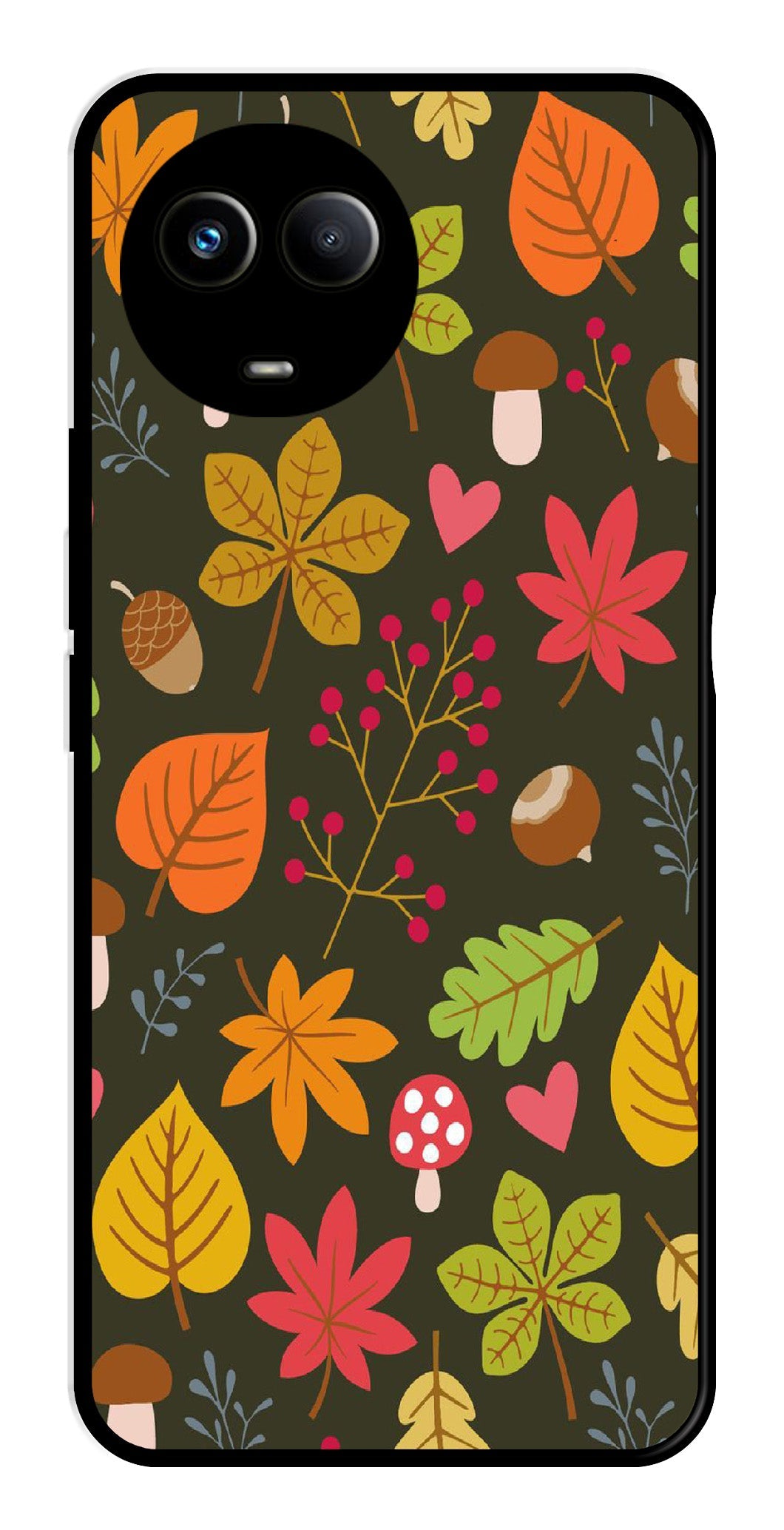 Leaves Design Metal Mobile Case for Realme 11 5G Leaves Design Metal Mobile Case for Realme 11 5G (Design No -51)