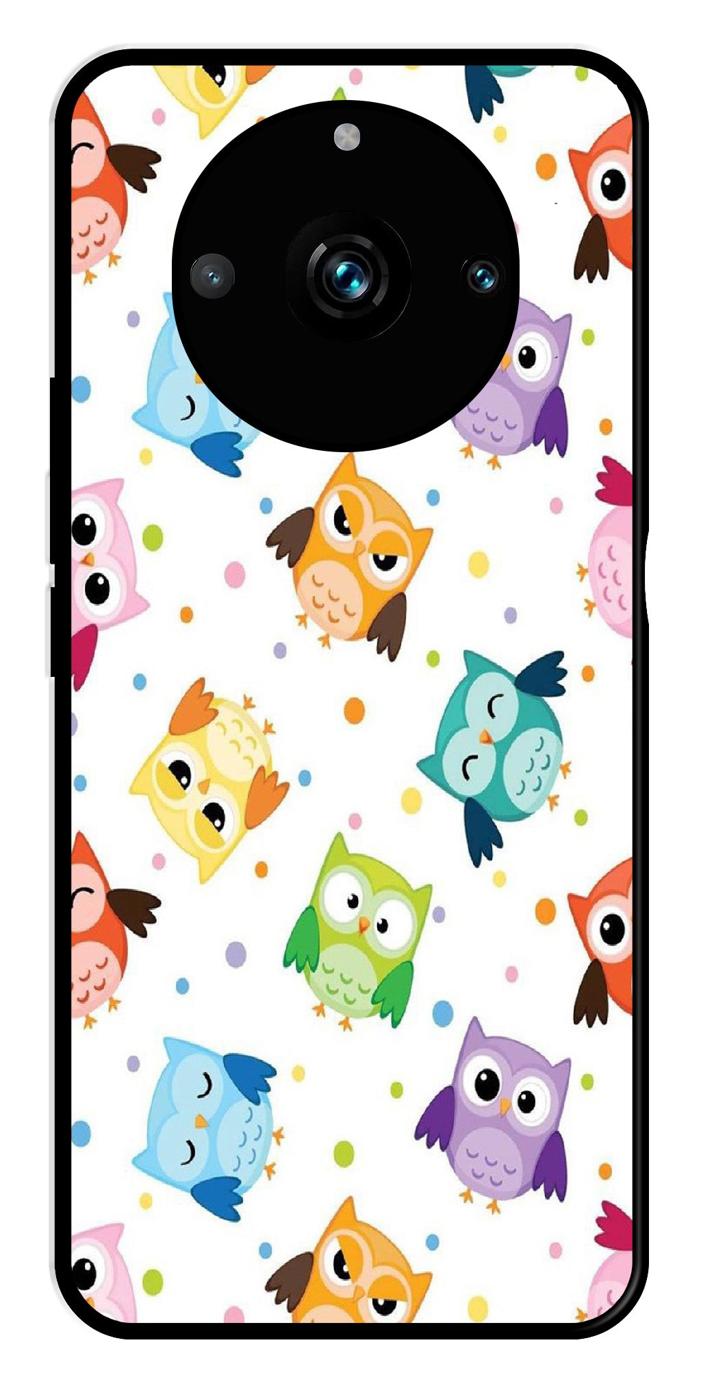 Owls Pattern Metal Mobile Case for Realme 11 pro 5G Owls Pattern Metal Mobile Case for Realme 11 pro 5G (Design No -20)
