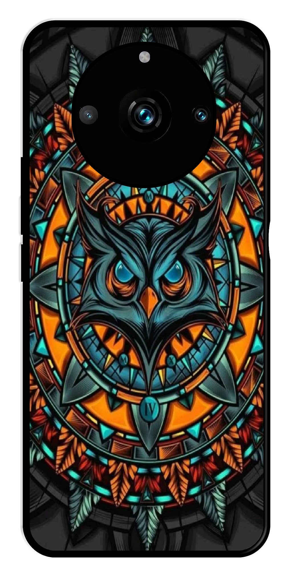 Owl Pattern Metal Mobile Case for Realme 11 pro 5G Owl Pattern Metal Mobile Case for Realme 11 pro 5G (Design No -42)