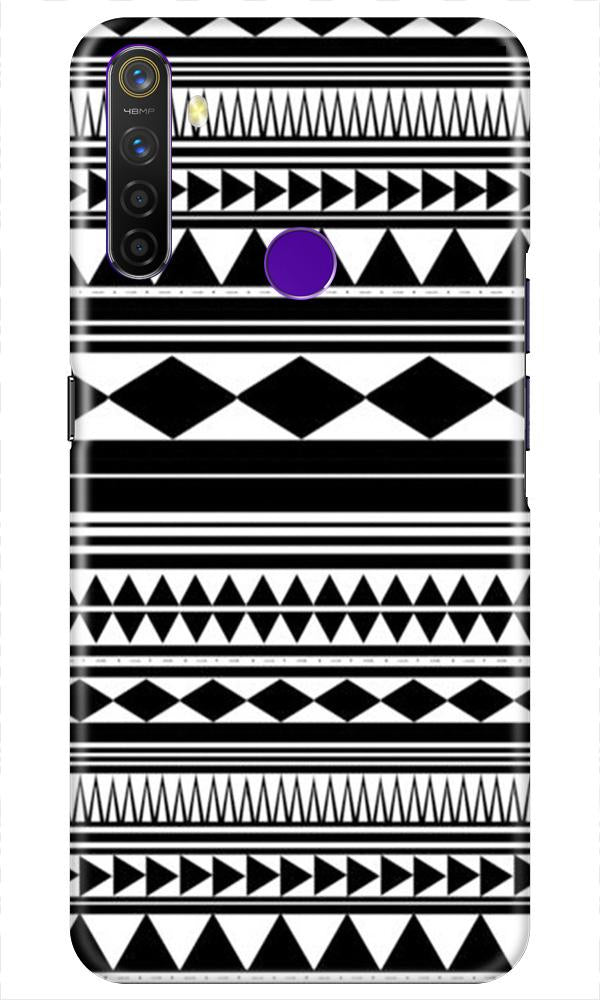 Black white Pattern Mobile Back Case for Realme 5i (Design - 5) Black white Pattern Case for Realme 5i