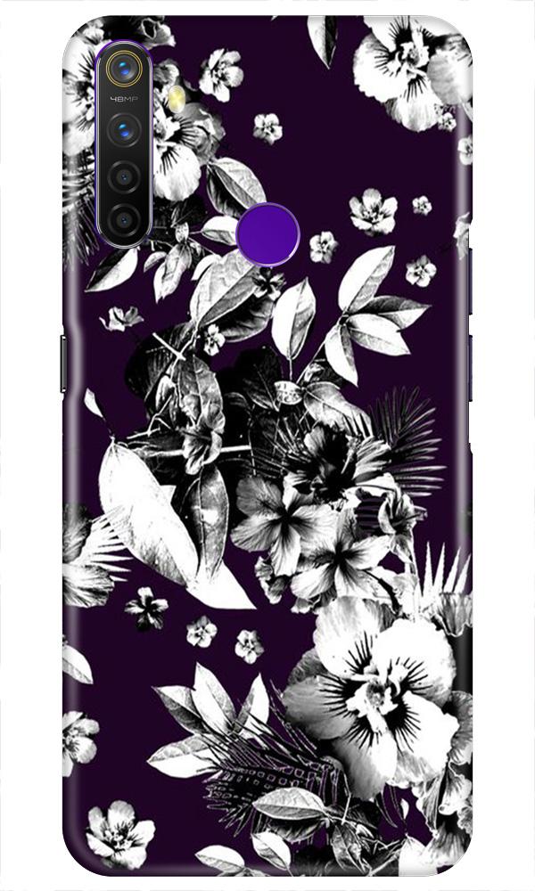 white flowers Mobile Back Case for Realme 5i (Design - 7) white flowers Case for Realme 5i