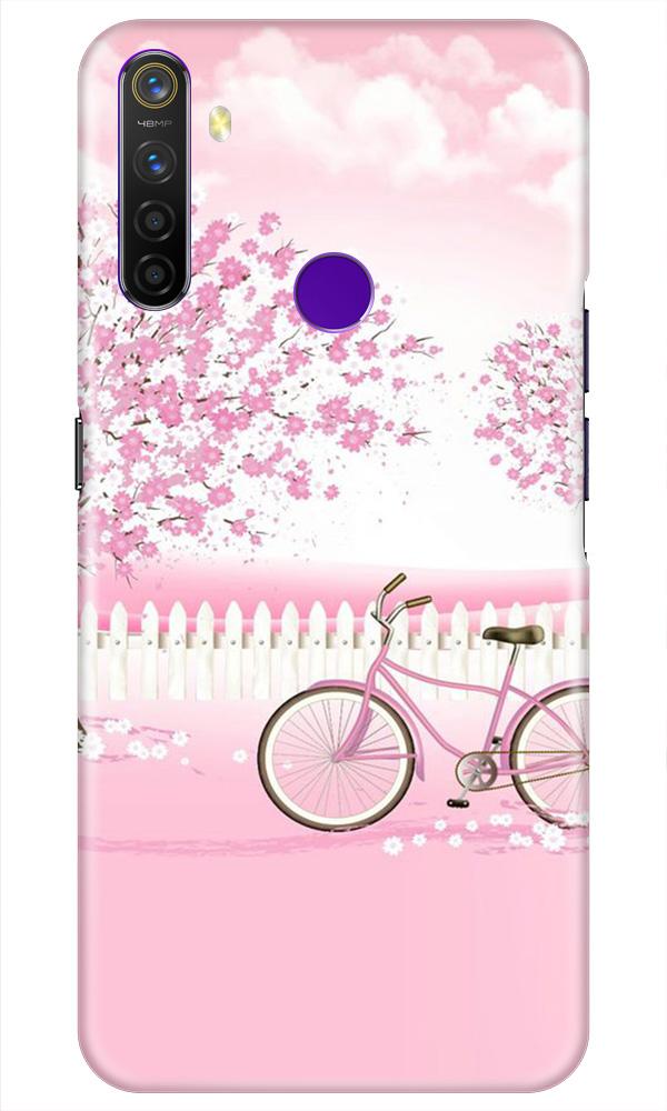 Pink Flowers Cycle Mobile Back Case for Realme 5i (Design - 102) Pink Flowers Cycle Case for Realme 5i (Design - 102)