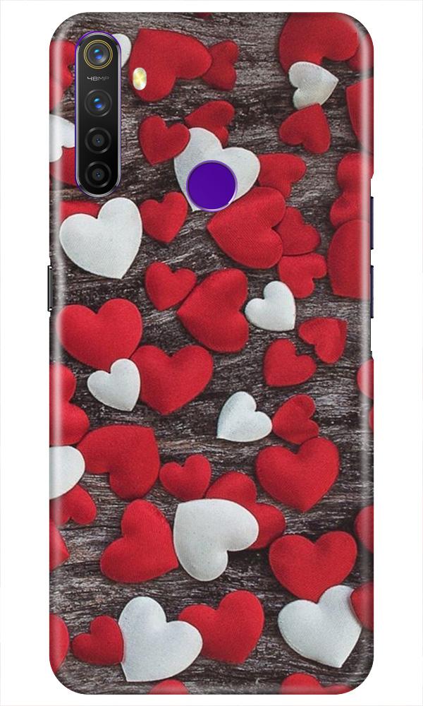 Red White Hearts Mobile Back Case for Realme 5i (Design - 105) Red White Hearts Case for Realme 5i (Design - 105)