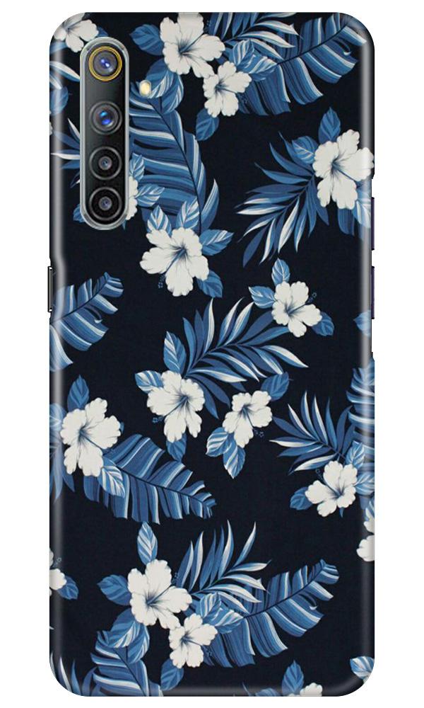 White flowers Blue Background2 Mobile Back Case for Realme 6 Pro (Design - 15) White flowers Blue Background2 Case for Realme 6 Pro