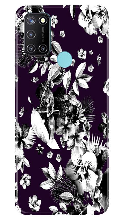 white flowers Mobile Back Case for Realme 7i (Design - 7) white flowers Case for Realme 7i