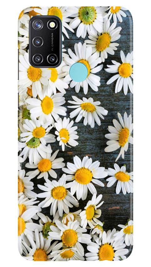 White flowers2 Mobile Back Case for Realme 7i (Design - 62) White flowers2 Case for Realme 7i