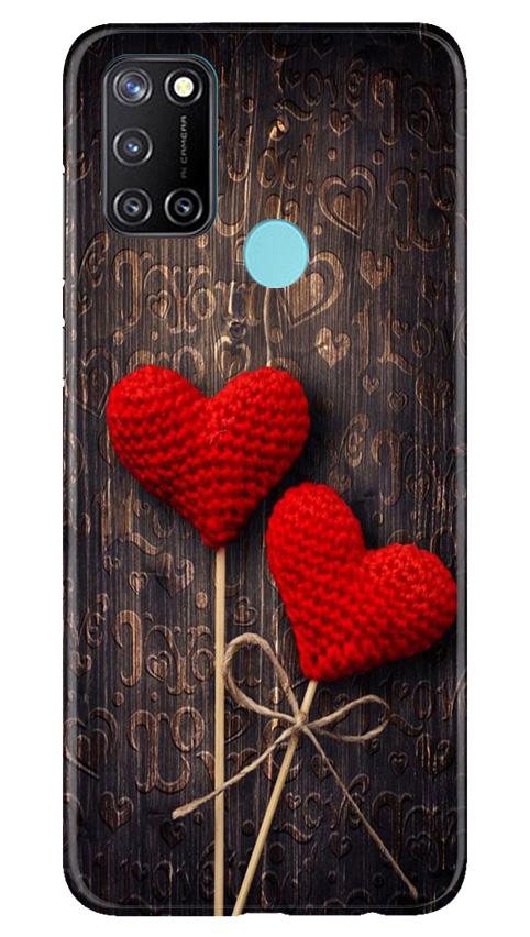 Red Hearts Mobile Back Case for Realme C17 (Design - 80) Red Hearts Case for Realme C17