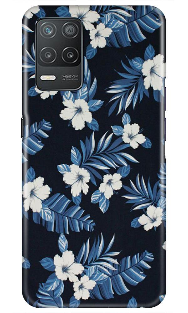 White flowers Blue Background2 Mobile Back Case for Realme 8 5G (Design - 15) White flowers Blue Background2 Case for Realme 8 5G