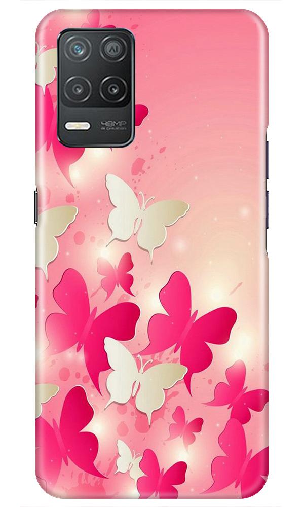 White Pick Butterflies Mobile Back Case for Realme 8 5G (Design - 28) White Pick Butterflies Case for Realme 8 5G