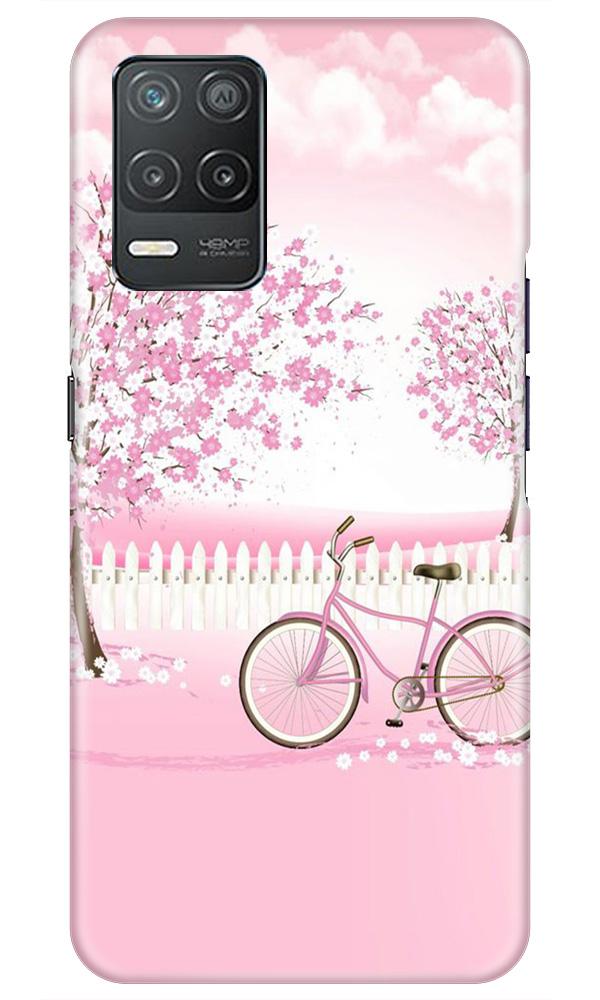 Pink Flowers Cycle Mobile Back Case for Narzo 30 5G (Design - 102) Pink Flowers Cycle Case for Narzo 30 5G (Design - 102)