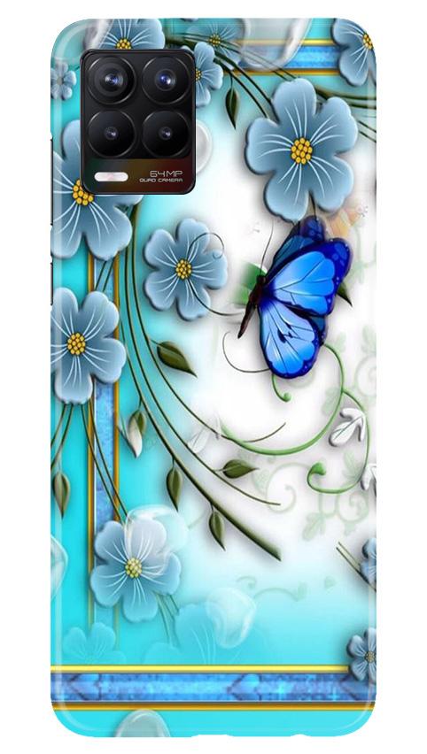 Blue Butterfly Mobile Back Case for Realme 8 (Design - 21) Blue Butterfly Case for Realme 8