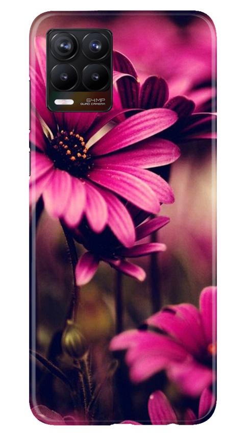 Purple Daisy Mobile Back Case for Realme 8 (Design - 65) Purple Daisy Case for Realme 8
