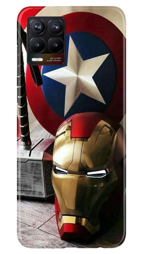 Ironman Captain America Mobile Back Case for Realme 8 (Design - 254) Ironman Captain America Case for Realme 8 (Design No. 254)