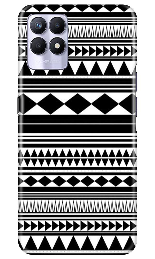 Black white Pattern Mobile Back Case for Realme 8i (Design - 5) Black white Pattern Case for Realme 8i