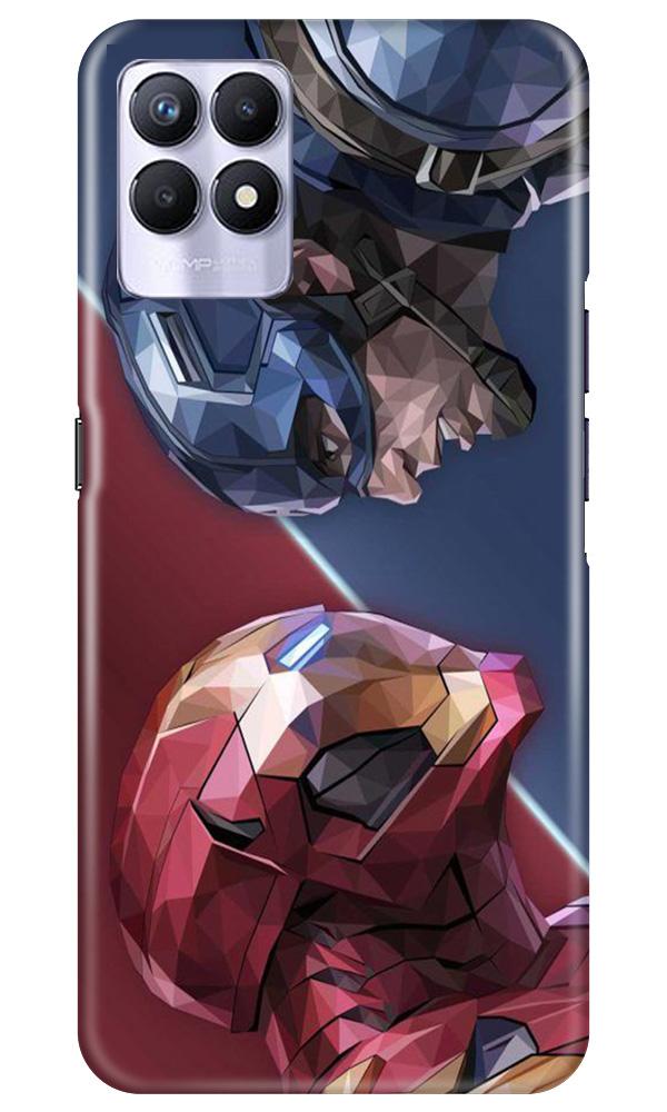 Ironman Captain America Mobile Back Case for Realme 8i (Design - 245) Ironman Captain America Case for Realme 8i (Design No. 245)