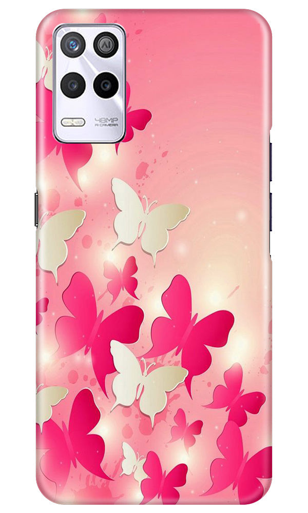 White Pick Butterflies Mobile Back Case for Realme 9 5G (Design - 28) White Pick Butterflies Case for Realme 9 5G