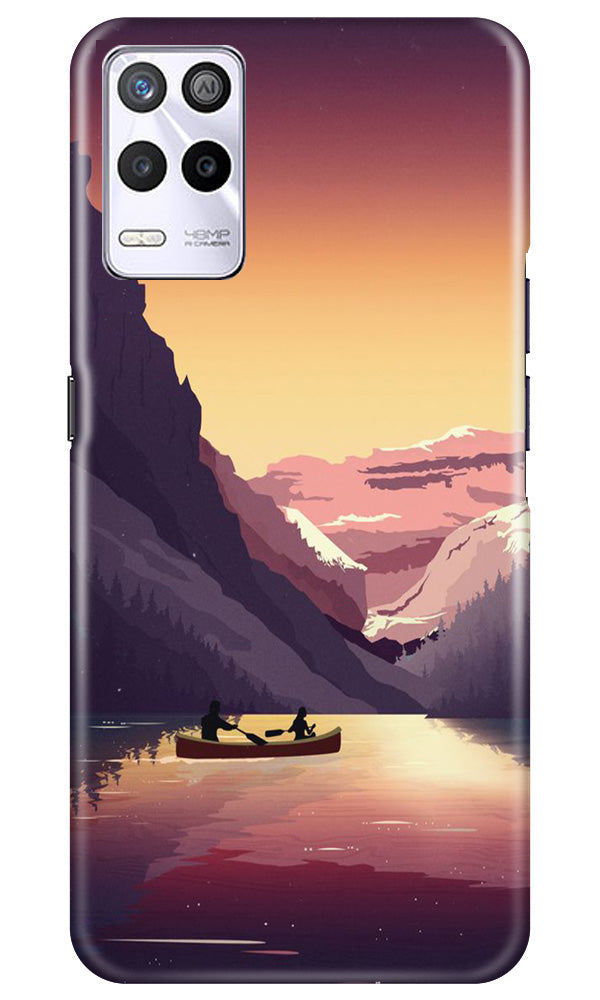 Mountains Boat Mobile Back Case for Realme 9 5G (Design - 150) Mountains Boat Case for Realme 9 5G (Design - 150)