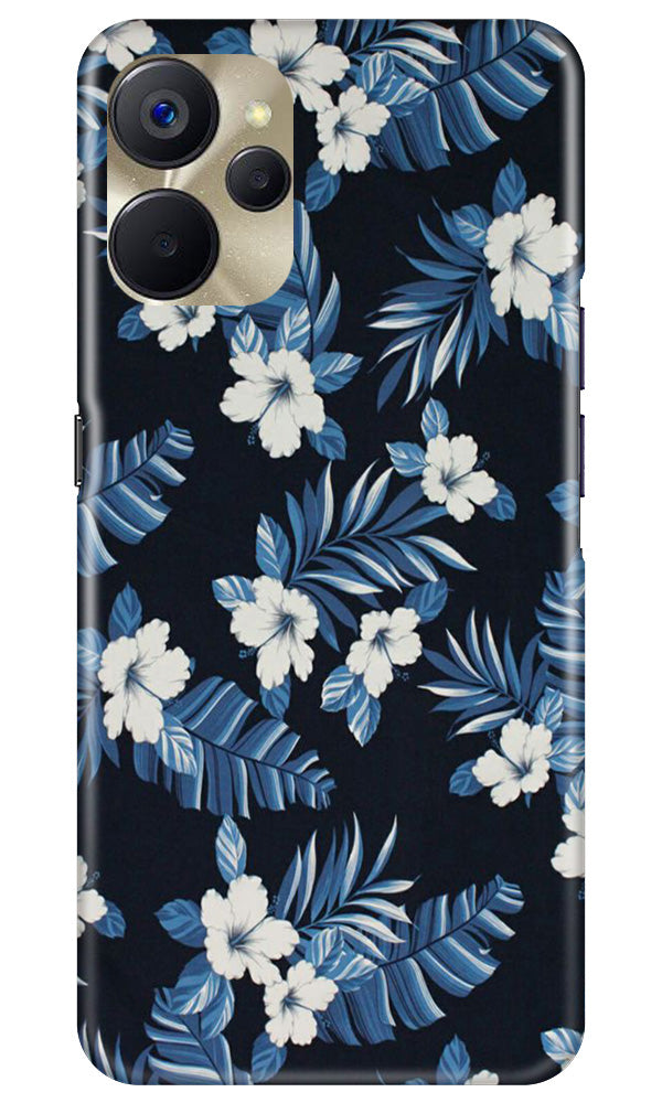 White flowers Blue Background2 Mobile Back Case for Realme 9i 5G (Design - 15) White flowers Blue Background2 Case for Realme 9i 5G