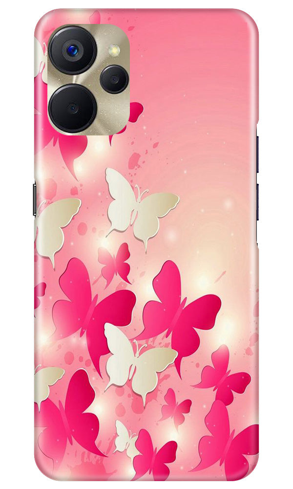 White Pick Butterflies Mobile Back Case for Realme 9i 5G (Design - 28) White Pick Butterflies Case for Realme 9i 5G