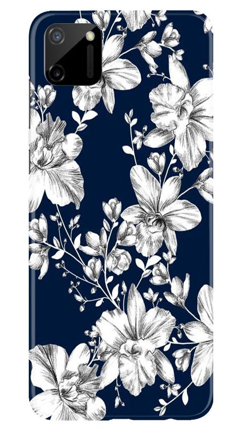 White flowers Blue Background Mobile Back Case for Realme C11 (Design - 14) White flowers Blue Background Case for Realme C11