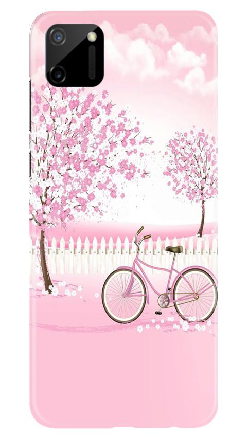 Pink Flowers Cycle Mobile Back Case for Realme C11 (Design - 102) Pink Flowers Cycle Case for Realme C11 (Design - 102)