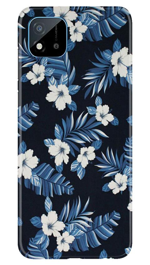 White flowers Blue Background2 Mobile Back Case for Realme C20 (Design - 15) White flowers Blue Background2 Case for Realme C20