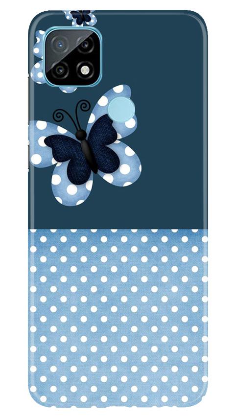 White dots Butterfly Mobile Back Case for Realme C12 (Design - 31) White dots Butterfly Case for Realme C12