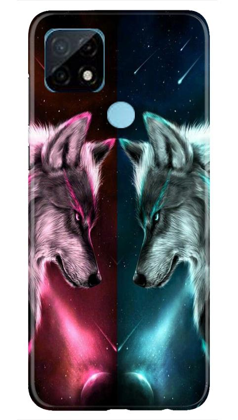 Wolf fight Mobile Back Case for Realme C21 (Design - 221) Wolf fight Case for Realme C21 (Design No. 221)