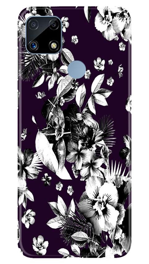 white flowers Mobile Back Case for Realme C25S (Design - 7) white flowers Case for Realme C25S