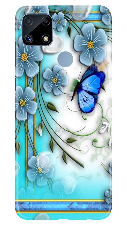 Blue Butterfly Mobile Back Case for Realme C25 (Design - 21) Blue Butterfly Case for Realme C25