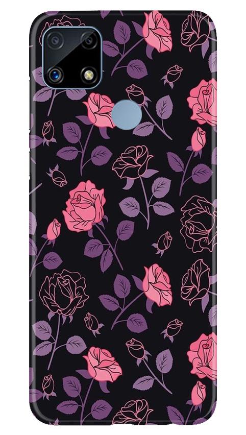 Rose Black Background Mobile Back Case for Realme C25S (Design - 27) Rose Black Background Case for Realme C25S