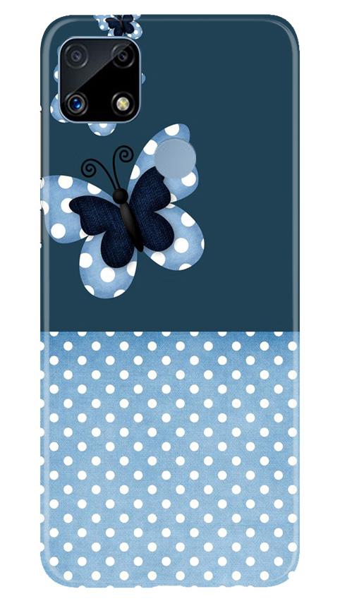 White dots Butterfly Mobile Back Case for Realme C25S (Design - 31) White dots Butterfly Case for Realme C25S