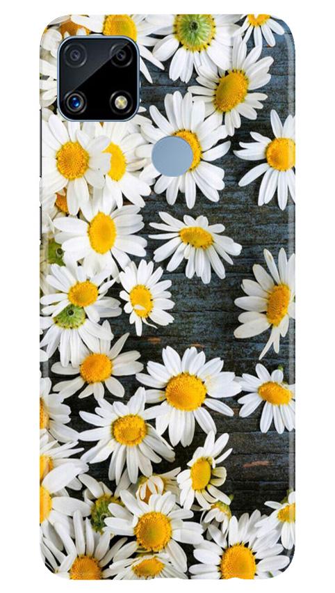 White flowers2 Mobile Back Case for Realme C25S (Design - 62) White flowers2 Case for Realme C25S