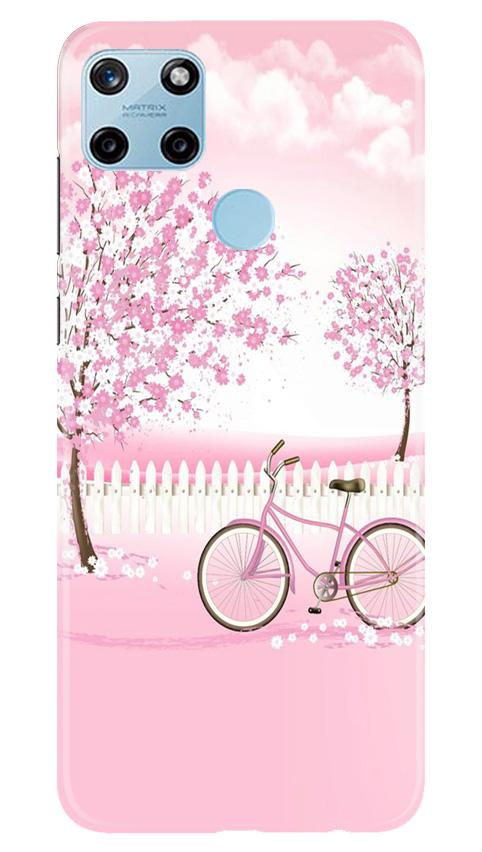 Pink Flowers Cycle Mobile Back Case for Realme C25Y (Design - 102) Pink Flowers Cycle Case for Realme C25Y (Design - 102)