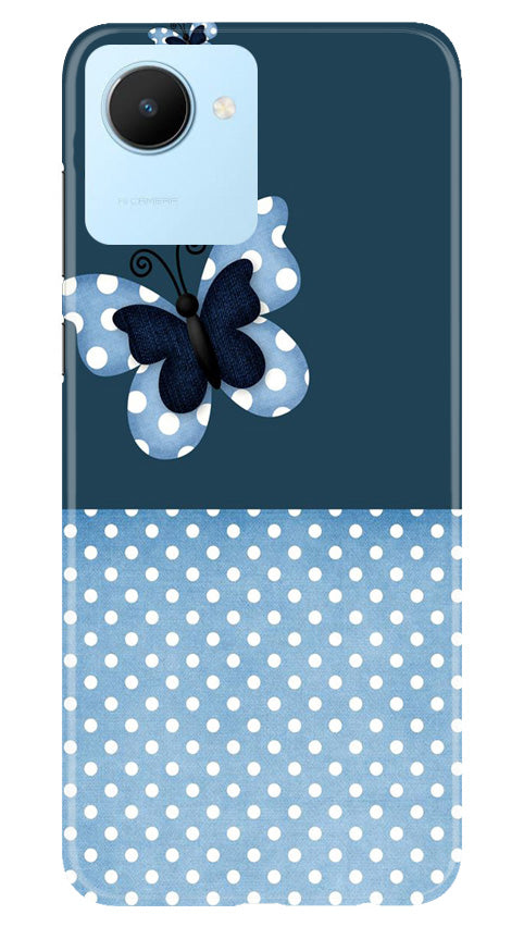 White dots Butterfly Mobile Back Case for Realme C30 (Design - 31) White dots Butterfly Case for Realme C30