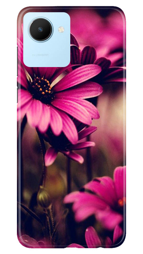 Purple Daisy Mobile Back Case for Realme C30 (Design - 65) Purple Daisy Case for Realme C30
