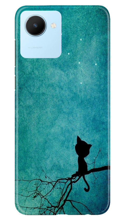 Moon cat Mobile Back Case for Realme C30 (Design - 70) Moon cat Case for Realme C30