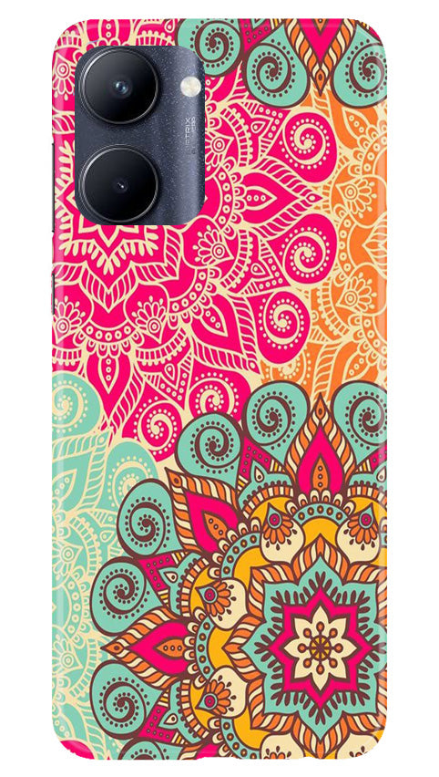 Rangoli art Mobile Back Case for Realme C33 (Design - 6) Rangoli art Case for Realme C33