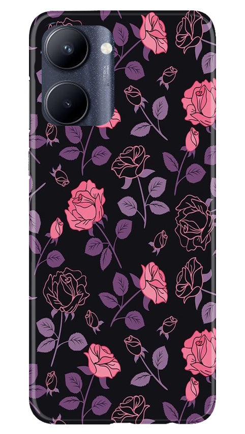 Rose Black Background Mobile Back Case for Realme C33 (Design - 27) Rose Black Background Case for Realme C33