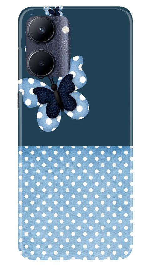White dots Butterfly Mobile Back Case for Realme C33 (Design - 31) White dots Butterfly Case for Realme C33