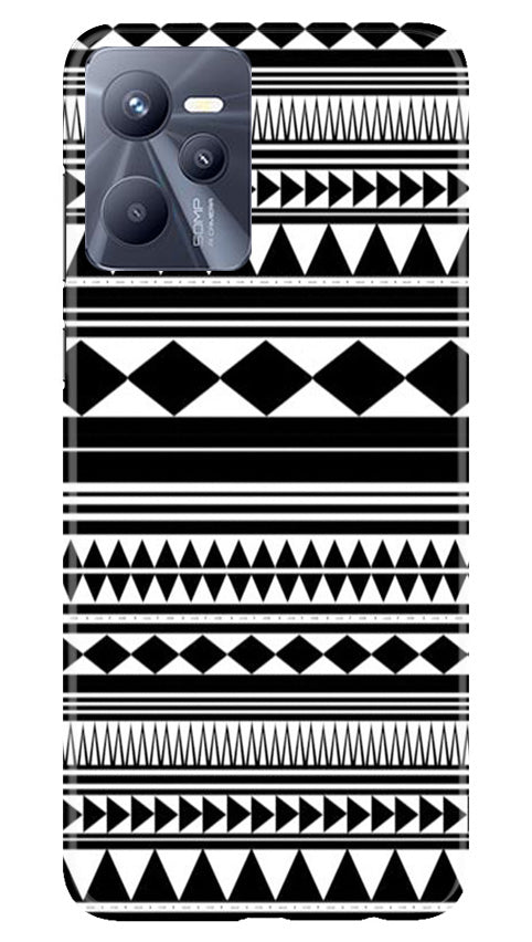 Black white Pattern Mobile Back Case for Realme C35 (Design - 5) Black white Pattern Case for Realme C35