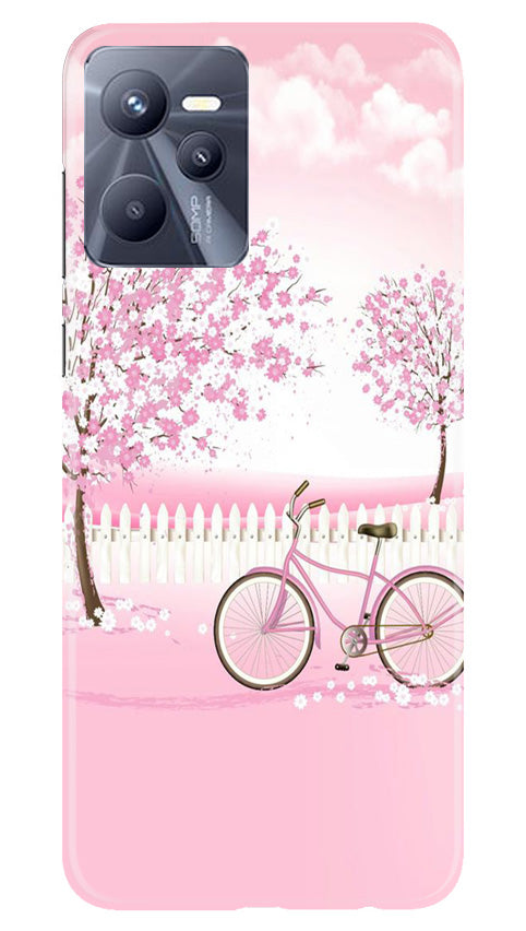 Pink Flowers Cycle Mobile Back Case for Realme C35 (Design - 102) Pink Flowers Cycle Case for Realme C35 (Design - 102)
